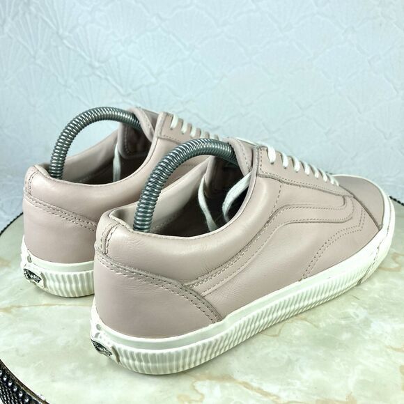 Vans Old Skool Sneakers Women 9.5 Pink Leather Classic Low Top Skate Retro Shoes - Picture 10 of 13